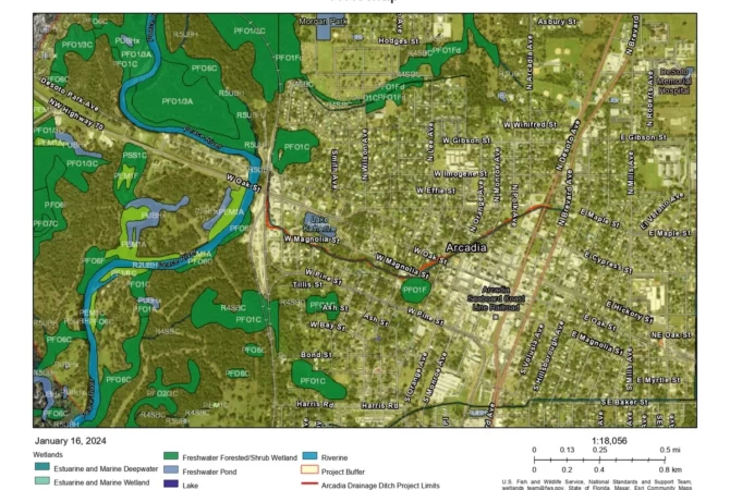 Arcadia FL Stormwater & Floodplain NWI Map